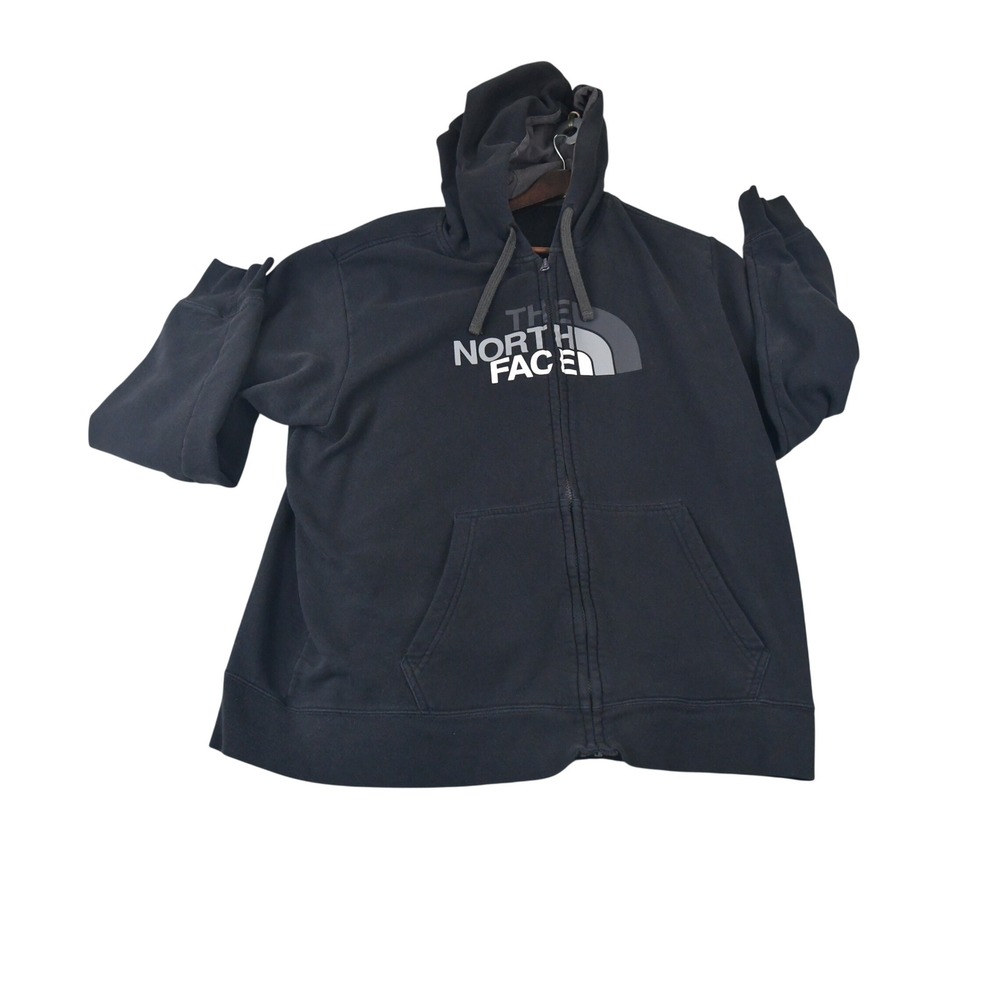 The North Face Hoodie Mens XL Black  Full Zip Logo Fleece Sweatshirt